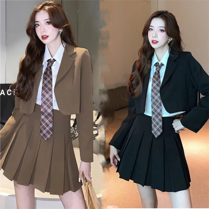 卒業式 スーツ 女の子 韓国 制服 ピアノ発表会 ジャケット+スカート スーツ 卒服 フォーマル 中学 受験 フォーマルスーツ 女児 ジュニアスーツ 2点セット/4点セット 高校生 卒業式スーツ 入学式 発表会 結婚式 子供スーツ ジャケット スカート シャツ ブラウン