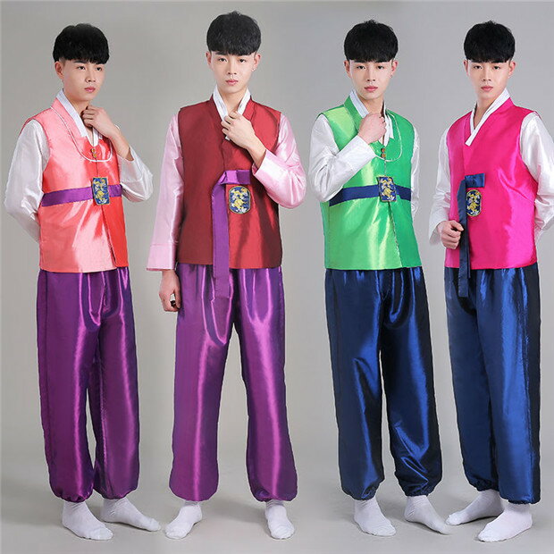 4色展開　韓国服　韓国ドレス　韓服宮廷風チマチョゴリ　中国朝鮮族服　上下2点セット/ステージ　メンズ　男性　撮影演出舞台服 韓流ドレス朝鮮族服　学園祭コスプレ衣装　普段着　イベント 　コスチュームのサムネイル