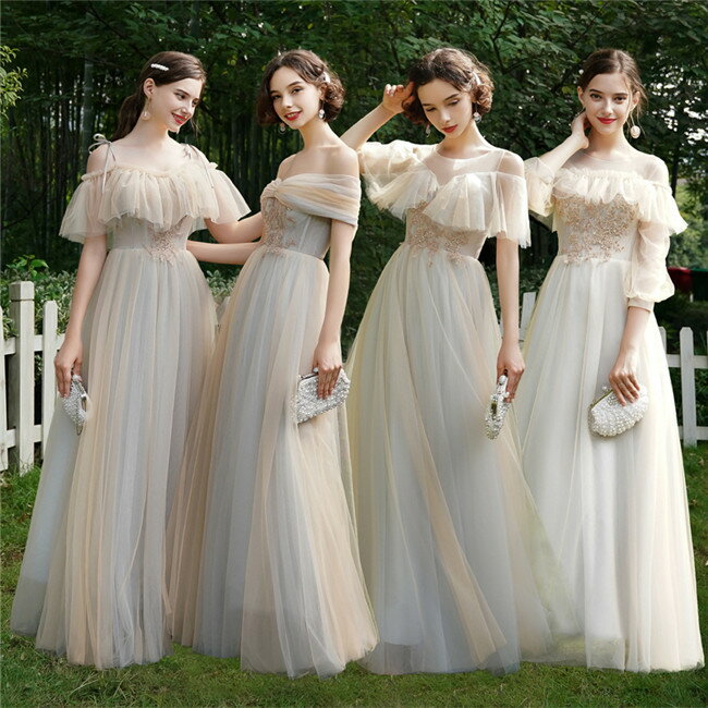 予約 4デザイン ブライズメイドドレス パーティードレス ワンピース二次会演出司会結婚式お呼ばれ ロングドレス マキシ丈 ブライズメイド ドレス 二次会ドレス フォーマルドレス