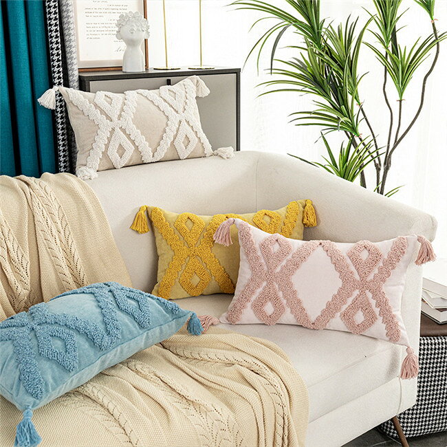 8タイプ 30*50 45*45 CM クッションカバーのみ タッセル  Cushion Cover 北欧デザイン プレゼント ギフト コットン製 在宅 おしゃれ クッション おしゃれ ソファークッション クッション 春 北欧 インテリア かわいい インテリア雑貨 ソファー ベッドクッション [3]