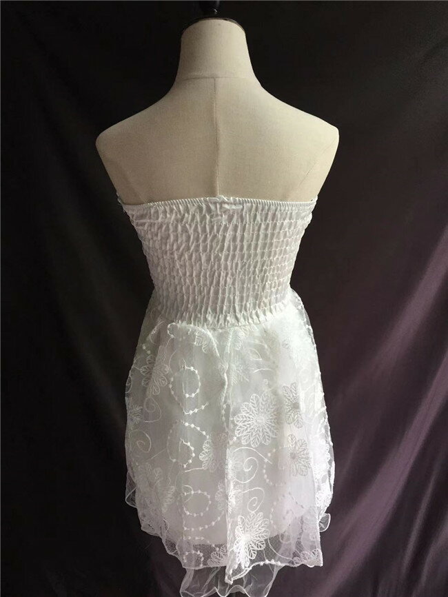 ホワイト ビスチェ　ヘアトップ ミニドレス　シヨート丈 ミニ丈 特価ドレス　在庫処分　返品不可 レディースドレス　パーティードレス