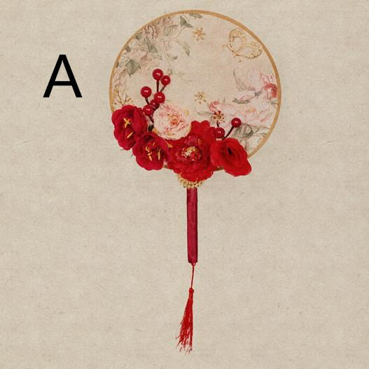 3デザイン　団扇　うちわ　花　舞台グッズ　華流ステージ小物　漢服唐装用扇子　劇場撮影道具　チャイ..