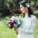 パープル【ブーケ】ウェディングブーケ/造花ブーケ/ブライダルブーケ/ラウンドブーケ/トスブーケ/結婚式/花束【直径約28-30cm】 ドレスと合わせて 撮影ブー...