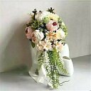 ピンク【ブーケ】ウエディングブーケ 花嫁 ブーケ 手作り ウェディングブーケ 結婚式 ブライダルブーケ 造花 二次会 エレガント 海外挙式 【直径約25cm、長...