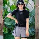 ブラック/ピンク マタニティ ワンピース 上下セット 妊婦服 妊婦 水着 フリル袖 おしゃれ Vネック きれいめ 産前産後兼用 パンツ付き 大きいサイズ 体...
