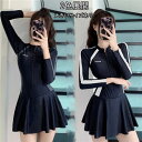 ブラック 黒 ワンピース水着 長袖 体型カバー ビキニ 水着 レディース 大きいサイズ オトナ女子 太もも カバーアップ セクシー ビーチ 小胸 盛れる スクール ショートパンツ バックシャン 海水浴 可愛い 運動用 おしゃれ ママ水着 S~3XL