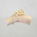 【中古】 彫入サンゴ 帯留 【三分紐用】