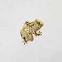 【中古】 18金 ダイヤ 0.47ct エメラルド 蛙デザイン ペンダント