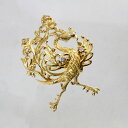 【中古】　18金　ダイヤ　0.28ct　鳳凰デザイン　ブローチ＆帯留