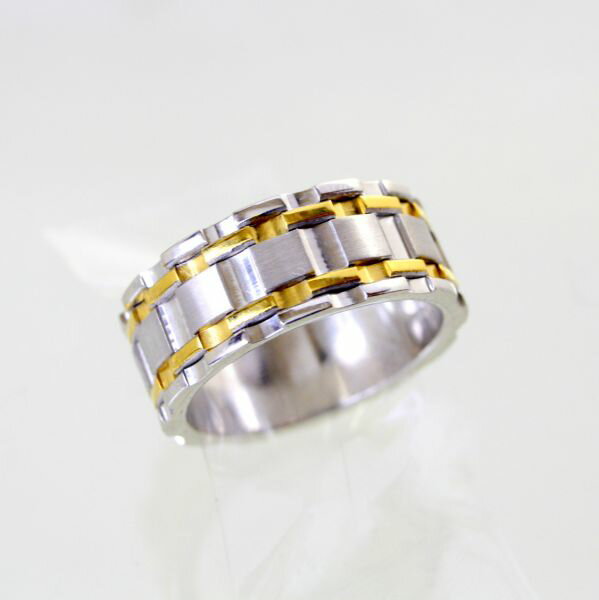 【中古】　18金WG,YG　コンビ　リング　13号