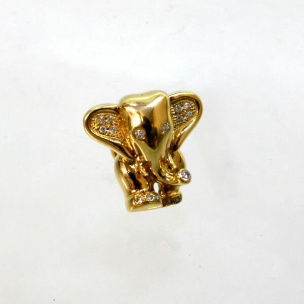 【中古】 18金 ダイヤ 0.17ct 象デザイン ピンブローチ