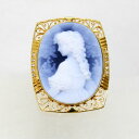 【中古】　18金枠　ダイヤ　0.12ct　メノウカメオ　ブローチ兼ペンダント