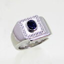 【中古】 プラチナ サファイア 1.01ct ダイヤ 0.26ct メンズリング 17号