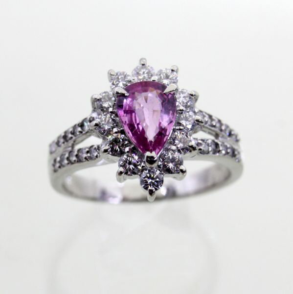 乐天商城 - 【中古】 プラチナ　ピンクサファイア　1.265ct　ダイヤ　0.76ct　リング　15号