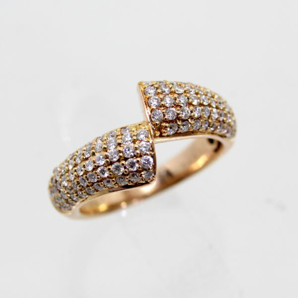 【中古】　18金PG　ダイヤ　0.75ct　リング　9号