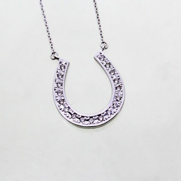 乐天商城 - 【中古】　18金WG　ダイヤ　0.20ct　馬蹄デザイン　ネックレス