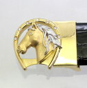 【中古】　18金，プラチナ　ダイヤ　0.45ct　馬デザイン　バックル　新品クロコダイルベルト付き