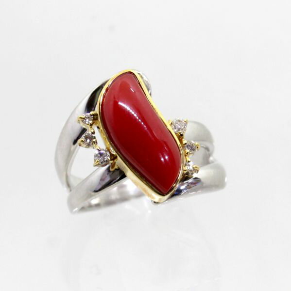 【中古】 プラチナ，18金赤サンゴ...