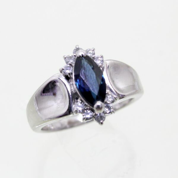 乐天商城 - 【中古】　プラチナ　サファイア　1.17ct　ダイヤ　0.20ct　リング　13号