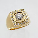 【中古】 20金 ダイヤ 1.318ct【 I I−1 GOOD 】 0.52ct 印台 メンズリング 19号