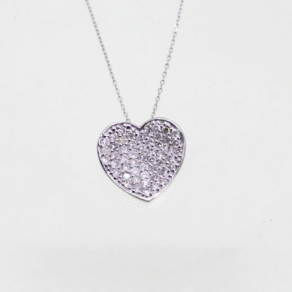 樂天商城 - 【中古】　18金WG　ダイヤ　0.50ct　ハートネックレス