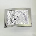 【中古】　プラチナ　馬彫　ダイヤ　0.18ct　バックル　新品クロコダイルベルト付き