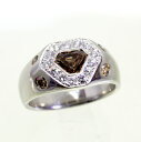【中古】 プラチナ ブラウンダイヤ,ダイヤ 計1.28ct メンズリング 18号