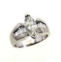 【中古】 プラチナ マーキスカットダイヤ 2.059ct ダイヤ 0.73ct リング 22号