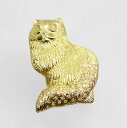 【中古】　18金　ダイヤ　0.40ct　猫デザイン　ブローチ兼ペンダント