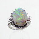 【中古】 プラチナ オパール 4.58ct ダイヤ 0.37ct リング 9号