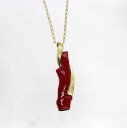 【中古】 18金 赤サンゴ ダイヤ 0.06ct ペンダント付ネックレス(4)