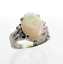 【中古】 プラチナ オパール 3.34ct ダイヤ 0.10ct リング 11号