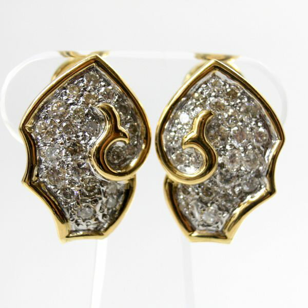 【中古】　18金YG,WG　ダイヤ　1.41ct　ピアス