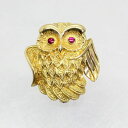 【中古】 18金 ルビー 0.10ct フクロウデザイン ブローチ兼ペンダント