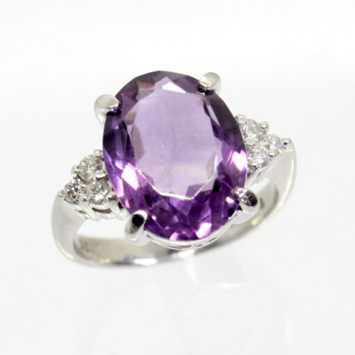 【中古】 プラチナ アメジスト ダイヤ 0.20ct リング 15号 【中古】 プラチナ アメジスト ダイヤ 0.20ct リング 15号