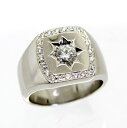【中古】 プラチナ ダイヤ 0.577ct メレダイヤ 0.21ct メンズリング 27号