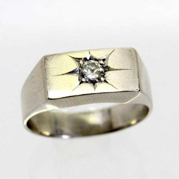 【中古】 プラチナ ダイヤ 0.17ct メンズリング 18号