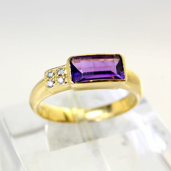 【中古】 18金アメジストダイヤリ...