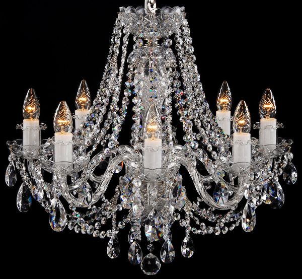 シャンデリア CH-08ANS LED電球対応 8灯 高級 ボヘミアン クリスタル 輸入 シルバー LED 照明 天井照明..