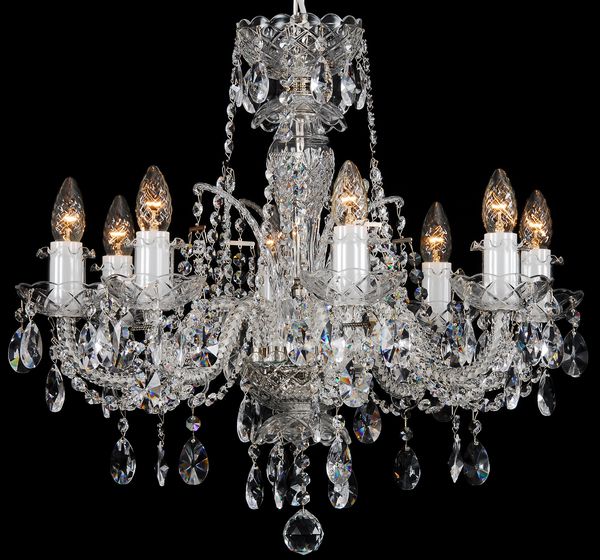 シャンデリア CH-08DS LED電球対応 8灯 高級 ボヘミアン クリスタル 輸入 シルバー LED 照明 天井照明 調光対応 受注生産