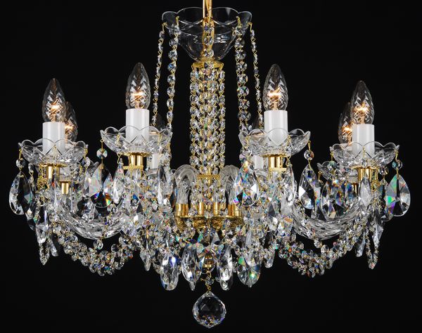 シャンデリア CH-08NB LED電球対応 8灯 高級 ボヘミアン クリスタル 輸入 ゴールド LED 照明 天井照明 調光対応 受注生産