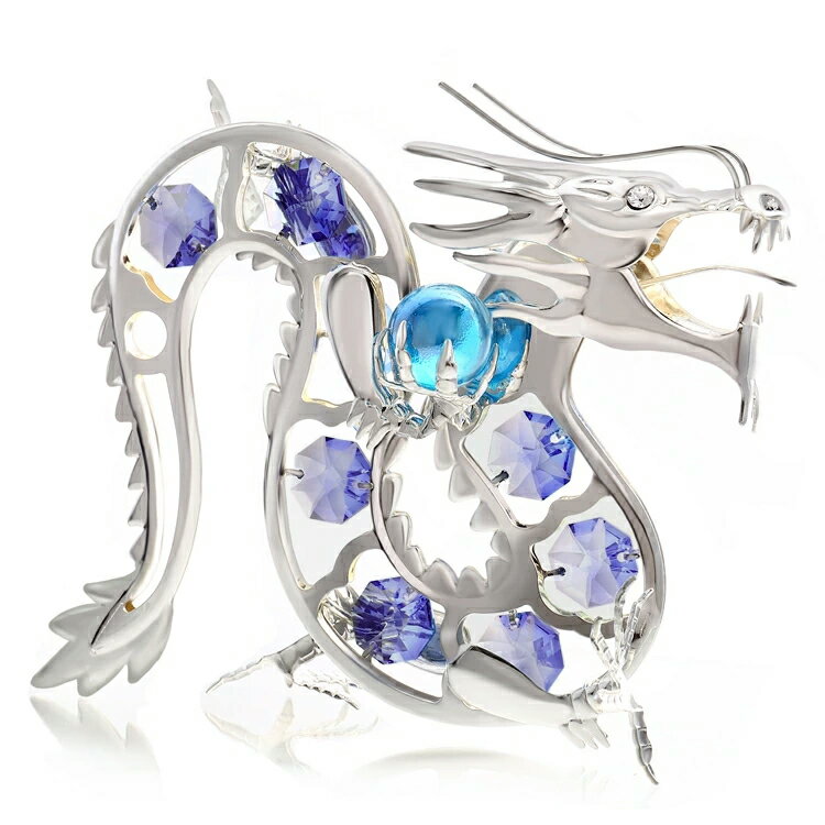 青 龍 置物 辰年 縁起物 誕生日 プレゼント ギフト 贈り物 男性 女性 父 母 祖父 祖母 友達 青竜 蒼龍 飛竜 竜 ドラゴン たつ年 神龍 水神 シルバー 開運グッズ 風水 干支 雑貨 高級 スワロフスキー クリスタル 使用 輸入