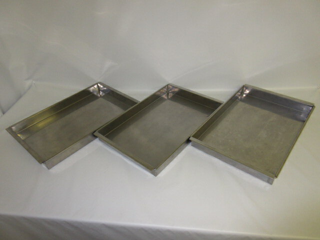 【中古】　ステン羊かん舟　ツバ出　約幅36×奥行24×深さ3.7mm　3個セット　　　　　　和菓子型　流し型　流し缶　ようかん　ステンレス　店舗用品　業務用品　　　　　　製菓材料　製菓道具　業務用厨房器　プロ仕様