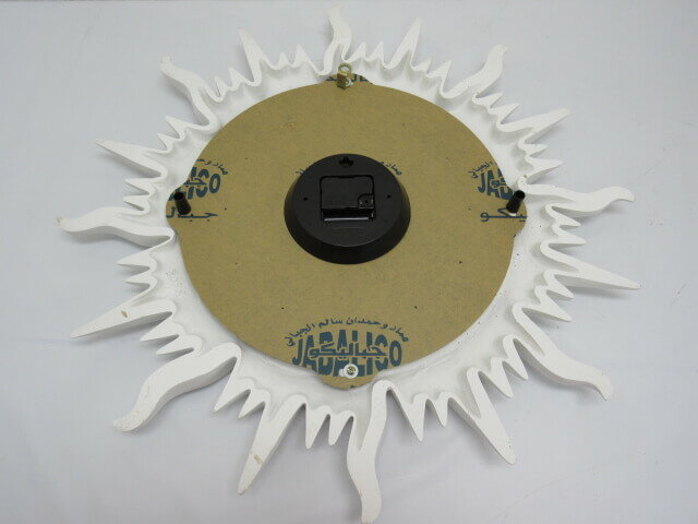 【未使用品】大きな太陽の掛時計 ホワイト 直径63cm 大型 輸入雑貨 太陽の掛け時計 アナログ 連続秒針 Sun Clock 白 樹脂製 彫刻 レリーフ デザイン おしゃれ インテリア 太陽の掛時計 未使用品