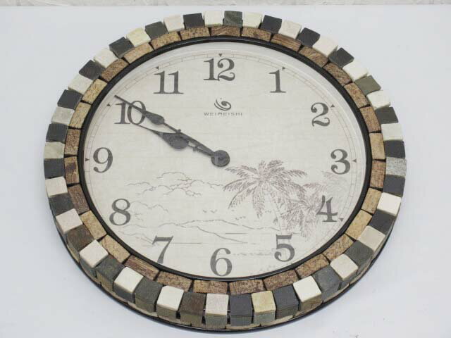 【未使用品】WEIMEISHI 石の時計 ミックス タイル 輸入雑貨 掛け時計 アナログ ストーン Stone クロック デザイン オシャレ インテリア時計 未使用品