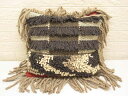 【未使用品】 ニットクッション 47×47cm ブラウン 輸入雑貨 四角 スクエア 中材付き 毛糸 大きめ フリンジ 秋冬 インテリア ...