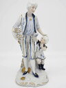 【中古】 陶器人形 葡萄を摘む 男性と子供 高さ34cm 置物 ブドウつみ 洋風 陶器製 オブジェ フィギュア フィギュリン コレクション インテリア