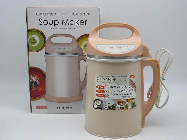 【中古】　ドウシシャ　スープメーカー　DSM-138PK　ピンク　minish　　　　　Soup Maker　スープ　食べるスープ　スムージー　おかゆ　　　　　煮込み　粉砕　撹拌　ボタンを押すだけ　離乳食　介護食