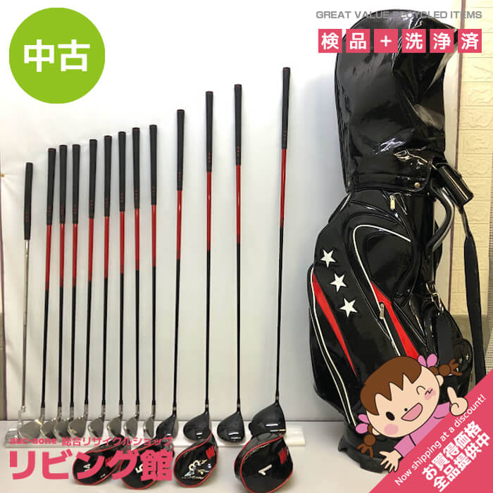 商品名 メンズ　ゴルフクラブフルセット　13本セット 内容 ●ドライバー　　　：Wistella　Flex-R　D ●ウッド　　　　　：Wistella　Flex-R　3W・5W・U4 ●アイアン　　　　：Wistella　Flex-R　5・6・7・8・9・A・P・S ●パター　　　　　：Wistella ●キャディバッグ　：Wistella 全長 ●ドライバー　：約117cm ●ウッド　　　：約112/109/105cm ●アイアン　　：約99～92cm ●パター　　　：約86cm 付属品 画像に写っているもので全てとなります。 注意事項 こちらの商品は美品ではありますがUsed品のため多少の傷、汚れ等あります。 清掃は行っておりますが、汚れが取り切れていない 箇所もございますので、予めご了承下さい。 全体的にペット臭があります。 目立つ部分につきましては記載するよう努めますが全てを記載することは難しいため 使用に伴う傷・汚れおよび中古の範囲内と判断した部分は記載しておりません。 中古でありますことを何卒ご理解の上、お願い致します。 発送サイズ ゴルフゆうパック 送料は送料料金表からご確認下さい。 お支払方法 クレジットカード/銀行振込/Apple Pay/セブンイレブン（前払）/ローソン、郵便局ATM等（前払） お問合せ 株式会社A-one　リビング館 楽天市場店 営業時間 : 10時00分～17時30分 北海道札幌市白石区南郷通1丁目南3-12 TEL : 011-376-5235