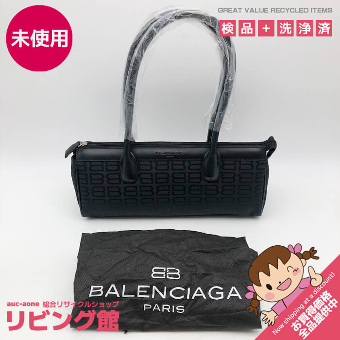 楽天リビング館　楽天市場店【未使用品】 バレンシアガ ハンドバッグ ブラック BALENCIAGA キャンバス×レザー BB柄 黒 スクエア 鞄 かばん バッグ 上品 女性 未使用品バレンシアガ